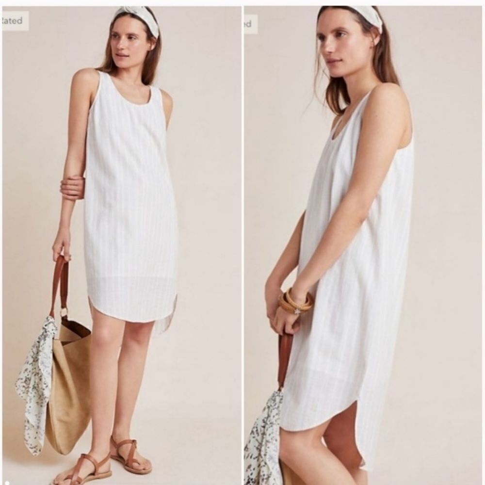 Anthropologie Cloth & Stone Bow Tie Chambray Dress Size Small